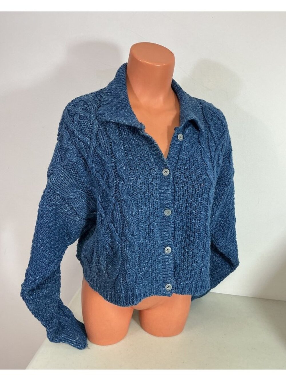 Erik Stewart Vintage Crop Cardigan Sweater Made USA Womens 14
